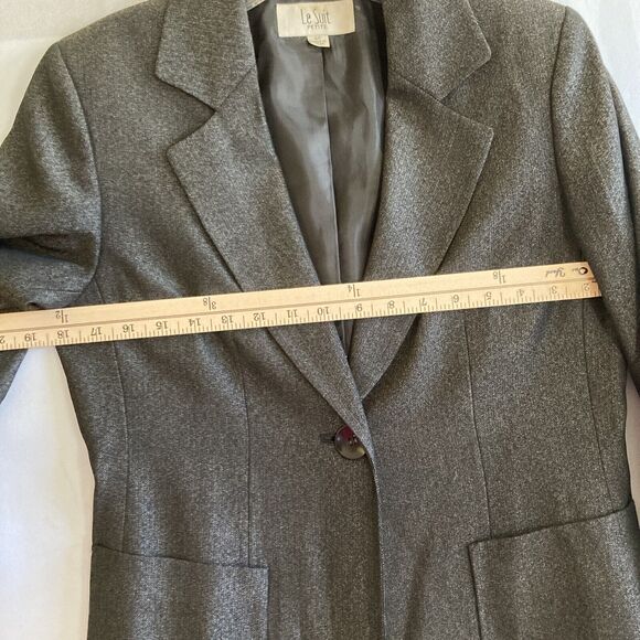 Le Suit Petite Suit Jacket Black One Button size 6P Black - Picture 6 of 12